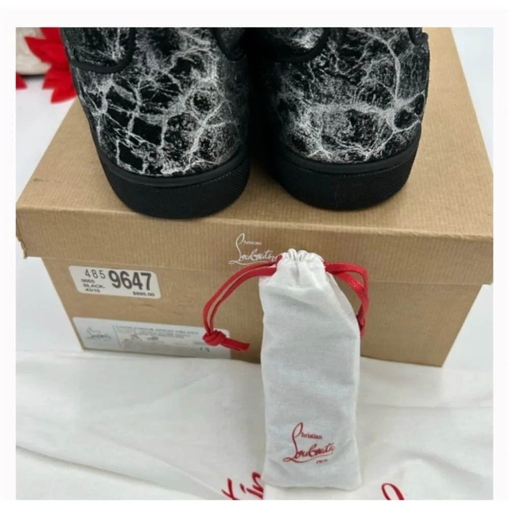 Christian Louboutin, Louis Jr black storm print leather size 45 made Italy - Picture 5 of 9